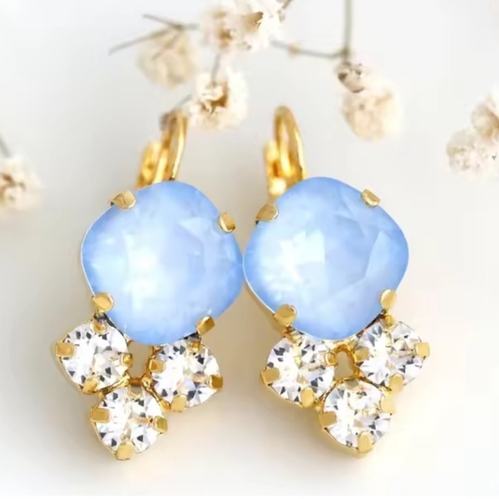 Vintage Sky Blue Gold Earrings